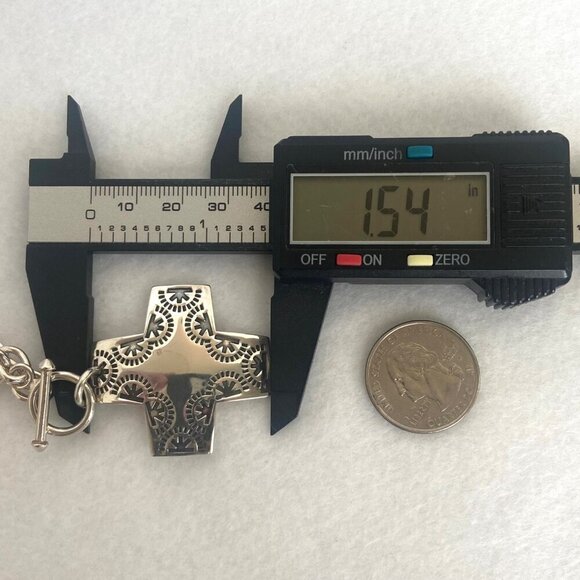 Silpada Sterling Silver 925 Virtuosity Stamped Cross Front Toggle Necklace 17" - Picture 13 of 16